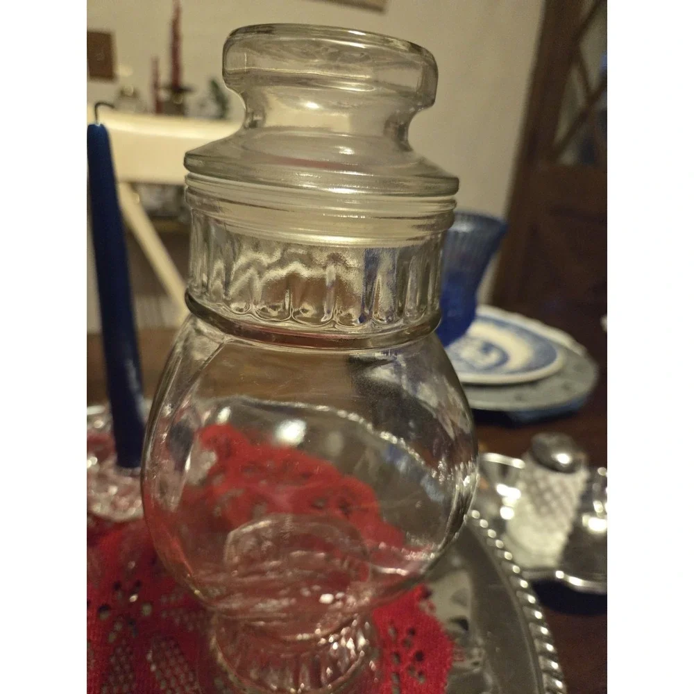vintage clear glass apothecary jar, Great Decorative Cottagecore Granny Core